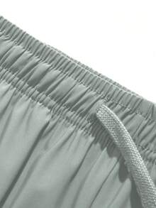 Women's Summer Minimalist Versatile Plus Size Sports Long Pants, Thin Solid Color Loose Casual Long Pants, Drawstring Waist, Plus Size Fall - Mint Green - View 8