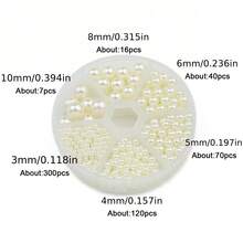 4-16mm Ngà voi ABS Ngọc trai Giả Hạt Với Thẳng Lỗ Đối với Quý cô Vòng tay & Vòng cổ DIY Làm đồ trang sức Chất liệu - Lỗ thẳng màu be - Xem 29
