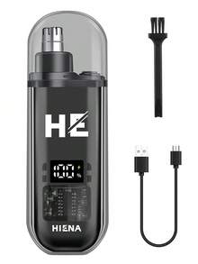 HIENA Men's Electric Hair Clipper Beard Trimmer 4-Piece Grooming Kit / Individual Nose Hair Trimmer Professional Hair Clipper Beard & Sideburn Trimmer Wireless Charging Digital Display Electric Razor Gift Set - Black - View 14