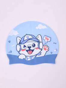 1pc Children Silicone Ear Protection Swimming Cap, Unisex Elastic Comfortable Non-Snug Swim Cap, For Long/Short Hair, Beach Access, First Day Of School - Multicolor - View 20