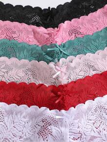 FINETOO 6pcs Women's Solid Color Lace Hipster Panties, Fine Stitching Craftsmanship, Soft And Comfortable, Suitable For Yoga, Sports And Daily Wear, Boost Confidence, Multiple Sizes XS-XXL - Multicolor - View 5