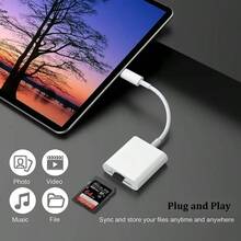 Pembaca Kartu Type-C ke SD/TF, Portabel 2-in-1 Slot Ganda, Kompatibel dengan Ponsel dan Laptop, Adaptor Memori Kamera, Cocok untuk Ponsel/Tablet Android, Mendukung Transfer Foto Cepat - Putih - View 6