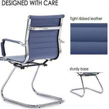 WAHSON OFFICE CHAIRS 4PCS PU Leather Office Chair Metal Frame Conference Chair For Meeting Room/Reception Area - 藍色四把 - 查看 7