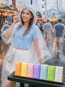 Disposable Card-Sized Rain Poncho, Transparent Waterproof Portable Raincoat, Unisex, Compact Emergency Rain Gear, Suitable For Concerts, Sports Events - Multicolor - View 1
