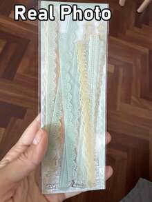 40PCS Lace Pattern Sticker, Pastel Floral Lace-Like Decoration Stickers, Lace Edged Vintage Scrapbook Paper, Self-Adhesive Vintage Scrapbooking, Journaling, Card Making, For DIY Crafts, Invitations, Scrapbook Stickers, Craft Supplies - Multicolor - View 5