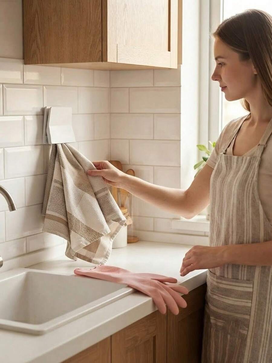 1/4/6Pcs Minimalist No-Drill Wall-Mounted Toothpaste And Facial Cleanser Storage Rack Kitchen Glove Storage And Multi-Functional Clips Home Rubber Glove And Cleaning Cloth Rack Durable Plastic Glove Hooks - Multicolor - View 1