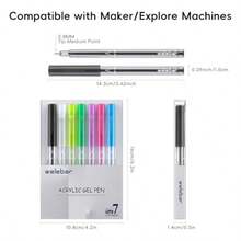 0.8mm Gel Pen Set, Compatible With  Maker 3/Maker 4/Maker/Explore 3/4/5/Air 2/Air, 7 Pack Medium Point Pens For Writing, Drawing, DIY Crafts - Acrylic - View 2