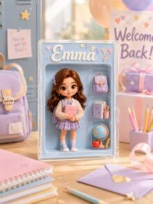 Custom Portrait Doll, Personalized Digital Portrait Art, Custom Photo To Cartoon Acrylic Plaque, Wedding Keepsake, Personalized Acrylic Keepsake, Anniversary Gift, Perfect Keepsake For Someone Special, Personalized Photo Stand, Office Decor, Elegant Living, Photo Gift - Multicolor - View 6