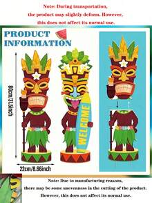 4pcs/2pcs Hawaiian Style Tiki Torch Garden Decor Stake, Primitive Upright Stake - Durable Outdoor Decor, Beach Party Decoration - Polynesian Surfboard Style - Upright Welcome Sign - Featuring Hawaiian Dancer And Palm Tree Pattern, Hawaiian Party Decor, Summer Beach Party, Tropical Theme Events And Landscaping - Hawaii - View 9