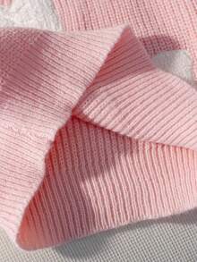 Girls' Sweet Round Neck Long Sleeve Knit Sweater With 3D Plush Bow Decor, Chunky Ribbed Texture, Casual Versatile Pullover For Daily Wear And School, Spring/Autumn/Winter - Pink - View 7