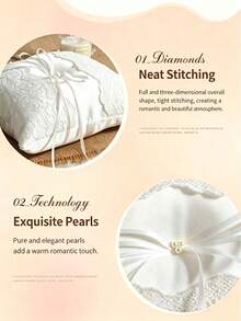 Wedding Flower Basket Ring Pillow, Large Ring Pillow - Wedding Lace Flower Basket Lace Pearl Ivory Ring Tray Wedding Party - View 7