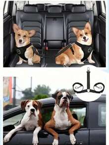 Black Dual-Head Dog Leash Pet Safety Belt With Matching Color Waste Bag, Adjustable, Elastic Protection, Shock-Absorbing, Pet Car Leash. Dog Car Seat Cover, Dog Car Seat Cover, Pet Car Seat Cover - Multicolor - View 7