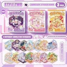 1/3pcs Mini Scene Stationery Stickers, Creative Sticker Book For Building Scenes, Cartoon Stickers For Books, Mini Sticker Book, Small Pattern Stickers, Laser Cut Cartoon Stickers, Handmade Photo Album Supplies, Scrapbooking Materials - One Size - View 16