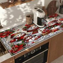 1pc Christmas Snowman Pattern Dish Drying Mat, Coffee Machine Mat, Holiday Atmosphere, Suitable For Christmas Table, Kitchen And Other Scenes, Beautiful And Practical Absorbent Mat, Multi-Purpose Drainage Mat, Home Gift, Desktop Decoration - XYLSD-848 - View 14