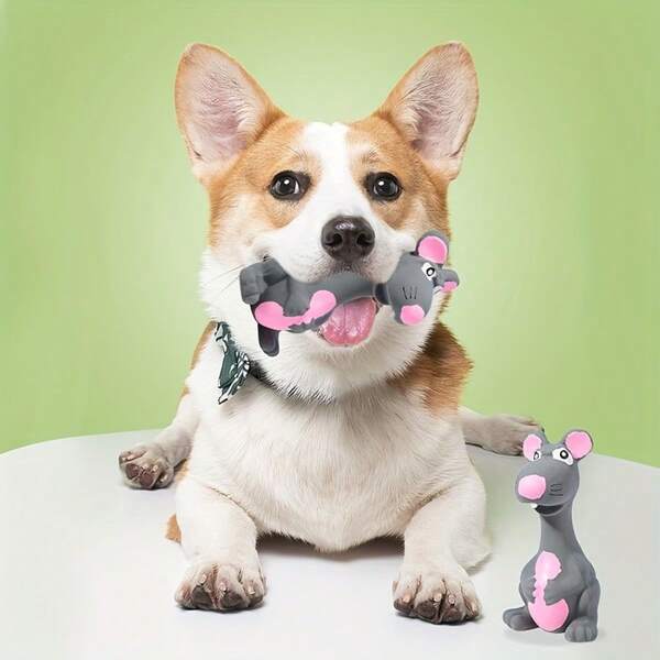 1pc Grey Mouse Squeaky Dog Toy For Teeth Cleaning And Chewing, Washable And Reusable Pet Toy For Throw And Interactive Training