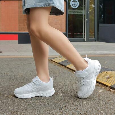 Children's Sports Shoes Mesh Breathable Autumn Girls Soft Sole Lightweight Hook And Loop Casual Shoes New Running Shoes