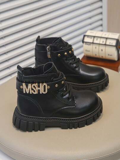 Sepatu Bot Kasual Anak Unisex, Sepatu Bot Anak, Sepatu Bot Kasual Hangat Musim Gugur/Dingin untuk Pelajar, Sepatu Bot Fashion Jalanan, Sepatu Harian untuk Anak Usia Pertengahan/Besar/Sepatu Bot Bayi/Balita