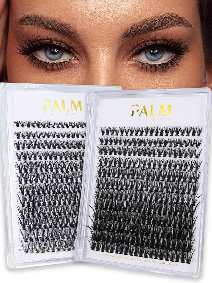 PALM LASHES 240片簇裝假睫毛 30+40D 混合托盤 DIY 睫毛接長 D捲度 長款單根假睫毛 仿貂毛睫毛簇 黑色 (0.07D-8-16mm)