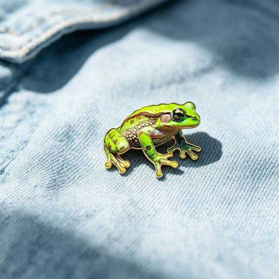 Green Tree Frog Enamel Pin Fashion Decorative Badge Ornaments Lapel Bag Badges Gifts - Green - View 1
