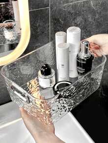 2/1pc Acrylic Storage Box Plastic Storage Tray Cosmetic Organizer Art Tool Box Nail Art Storage Box Jewelry Organizer Bathroom Cosmetic Storage Basket Kitchen Dining Table Sundries Snack Storage Box Suitable For Kitchen Bathroom Bedroom - Multicolor - View 8