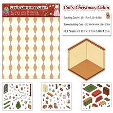 Christmas Gift House With Tweezers 3D Stereoscopic Landscape Sticker Set, DIY Christmas Miniature Scene Collage Craft Material Kit, PET Planner Decoration Collage Elements Christmas Gift House 3D Stereoscopic Landscape Sticker Set, DIY Miniature Scene Handmade Paper Art - A - View 9