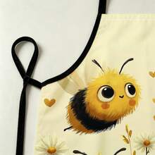 Cute Bees And Flowers Kitchen Apron Cooking Apron Baking Accessories For Men Women - White - View 6