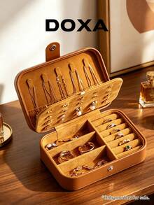DOXA Portable Travel Storage Box, Snap Design Lightweight Container, Suitable For Small Personal Collectibles - Brown - View 6