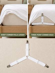 4pcs Elastic Bed Sheet Fastener, Triangular Adjustable Bed Sheet Clips, Non-Slip Bed Sheet Fixing Buckles, Keep Bed Sheet Flat And Stable, Suitable For Mattress Covers, Sofa Cushions, Daily Home Use - One Size Fits All - View 5