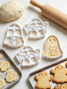 Halloween Ghost Pumpkin BOO Banner Cookie Stamp, White Embossing Cutter Mold, DIY Fondant Biscuit Baking Tool - Multicolor - View 2