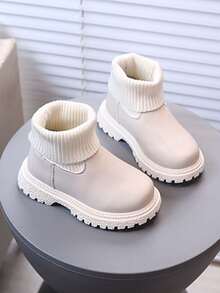 1 Pair Girls' Soft Sole Fashion Versatile Non-Slip Casual Flat Ankle Boots - Beige - View 4
