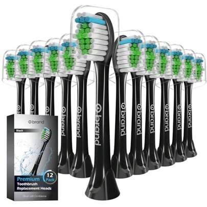 12 Paquet de Têtes de Brosse à Dents de Rechange Compatibles avec Sonicare, Poils Moyens Doux, Poils Indicateurs, Convient à FlexCare, Healthy, EasyClean et Plus