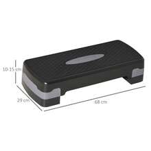 Stepper Aeróbico de 2 niveles de altura ajustable 68 x 28 x 15 cm Negro+Gris+Rojo Disponible en el sitio - Negro + Plástico - Ver 6