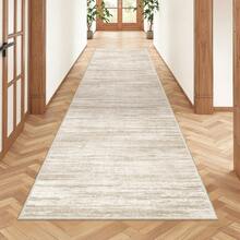 Alfombra de pasillo antideslizante para dormitorio, alfombra lavable con reverso de goma - Alfombra suave de pelo corto para cocina, lavandería, baño (61 x 244 cm, beige/marfil) - Gris Oscuro - Ver 9