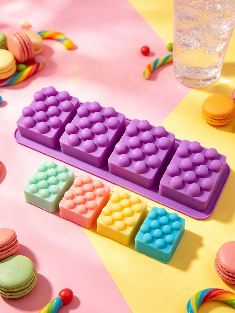 4-Cavity Massage Soap Silicone Mold, Rectangular Raised Texture Design For Handmade Soap, Bath Bars, Shampoo Bars & Aromatherapy Soap, Easy Release