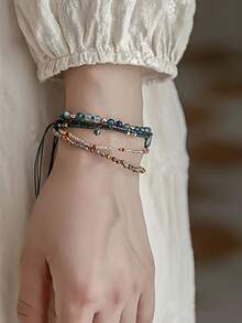 1pc Vintage Bohemian Colorful Beaded Multi-Layer Stackable Handmade Woven Bracelet For Women, Suitable For Daily Wear Or Gift - Multicolor - View 3