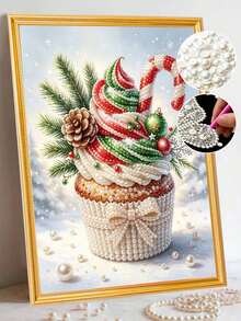 1pc/3pcs Pearl Painting Set Cupcake Theme Adult Round Half Pearl Rhinestone Art Handmade Home Wall Decoration Christmas Gift - Sets - View 3