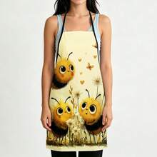 Cute Bees And Flowers Kitchen Apron Cooking Apron Baking Accessories For Men Women - White - View 9