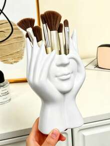 1pc Creative Human Body Art Makeup Brush Holder,Makeup Oraganiser,Desktop Storage Organizer,Back To School Pen Holder,Perfume/Make Up Storage Organiser,Bathroom Accessories,Vanity Stuff,Room Decor,Bedroom Decor,Pen Pot,Gifts For Women,Halloween Decor - A - View 11