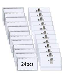 100/50/36/24/10/5/2pcs Fun Name Badge Clips & Pins (9 X 5.6cm) – Transparent Plastic Horizontal ID Badge Holders, Suitable For Office, School And Conferences; Durable PVC Material, With Clip/Pin Combination Attachment And Reinforced Badge Holder. - A - View 2