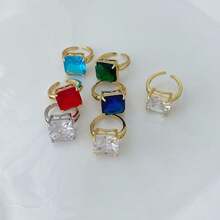 1pc Gold & Silver Versatile Ring, Various Shapes Oval Square, Adjustable Zirconia Open Band Premium Ring - Multicolor - View 10