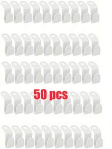 25/50pcs Connecting Hooks, Mini Connecting Hooks, Space-Saving Hangers, Connecting Hooks, Wardrobe Stacking, Tie Rack, Multi-Function Hooks - White - View 4