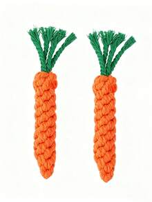 Durable Carrot-Shaped Dog Toy With Rope Knot - Interactive Teething Toy For Medium Dogs - Multicolor - View 2