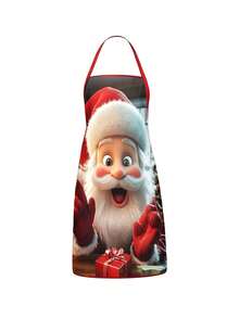 2Pcs 3D Santa Snowman Reindeer Print Christmas Kitchen ApronsChristmas 3D Character Apron Set Of 2, Cute Santa Snowman Reindeer Trio Pattern Kitchen Aprons, Festive Holiday Cooking Baking Wear For Christmas Family Gathering Gift - Multicolor - View 9