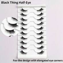 10 Pairs Half Lash Black Band False Eyelashes, Light Western Style Realistic Mixed Cat Eye Full Strip Half Lash, Durable & Easy To Apply, For Daily & Casual Eye Makeup - View 7