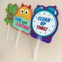 Lachilly 8pcs Classroom Rules Handle Signs, Cute Cartoon Portable Boards, Kindergarten Preschool Behavior Rules Educational Interactive Signs, Teacher Classroom Activity Supplies - Multicolor - View 2