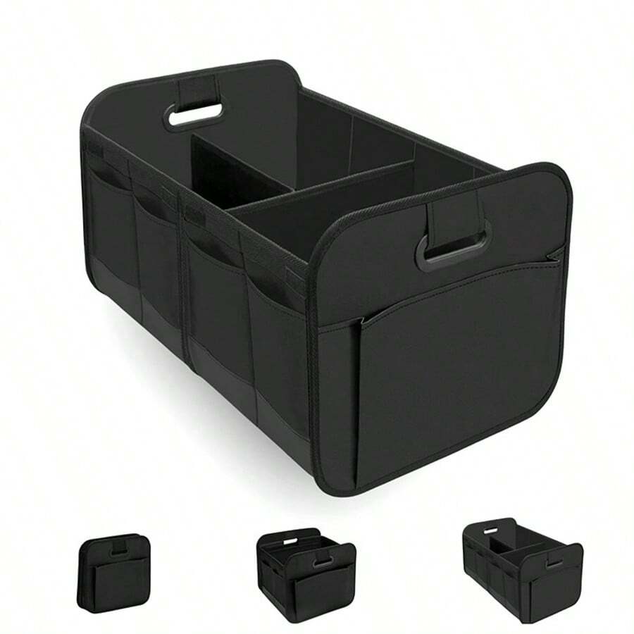 Multifunctional Car Storage Box, Fashionable Large Capacity Passenger Seat Storage Box, Car Organizer/Trunk Storage Box, Oxford Fabric Material, Large Capacity Foldable, Multi-Purpose Trunk Organizer, Easy To Clean Car Storage Solution, Car Interior Organizer Box, Essential Car Storage Box - Suitable For Passenger Seat And Trunk Of Sedan/SUV/MPV - Black - View 1