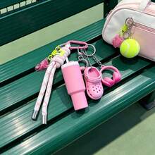 Sports Water Bottle Bag Charm, Mini Sneaker Earphone Keychain, Fitness Style Pendant, Backpack Charm Phone Chain Decorative Accessory - Multicolor - View 5