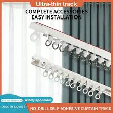 Adhesive Curtain Track For Smooth Ceiling Or Wall - Ceiling Curtain Track, Curtain Rod, Ceiling And Wall Installation, Window, Shower Curtain, RV, Dorm, Adhesive Curtain Rod (Non-Flexible), Length Can Be Spliced And Cut - 1PC - View 2