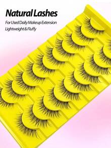 Asiteo 10 Pairs Natural Look False Eyelashes, Soft 3D Faux Mink Lashes, Reusable, Suitable For Everyday Makeup - Natural Lashes - View 2