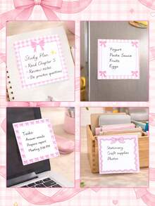 Pink Bow Pattern Sticky Notes 4Pcs Self-Adhesive Memo Pads Cute Square Notepads Office School Stationery Supplies - 7.5 X 7.5 cm - View 6